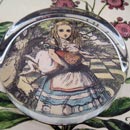 Alice Holding The White Rabbit Glass Round Paperweight
