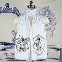 Alice Flamingo Birds of a Feather Wonderland Screen printed Cotton Scarf Alice Flamingo Birds of a Feather Wonderland Screen printed Cotton Scarf