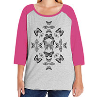 Butterfly Effect Curvy Plus Size Raglan Baseball T-shirt Butterfly Effect Curvy Plus Size Raglan Baseball T-shirt