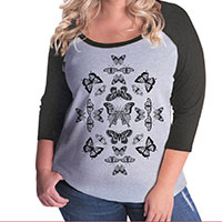 Butterfly Effect Curvy Plus Size Raglan Baseball T-shirt Butterfly Effect Curvy Plus Size Raglan Baseball T-shirt