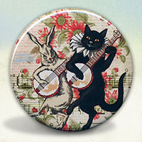 Black Cat and Rabbit Banjo Players Black Cat and Rabbit Banjo Players
