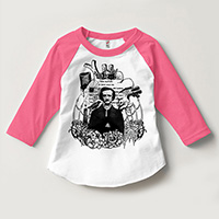 Edgar Allan Poe Kids 3/4 Sleeve Raglan Size 2-12 Edgar Allan Poe Kids 3/4 Sleeve Raglan Size 2-12