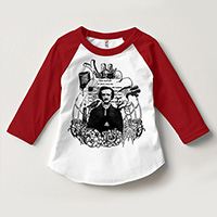 Edgar Allan Poe Kids 3/4 Sleeve Raglan Size 2-12 Edgar Allan Poe Kids 3/4 Sleeve Raglan Size 2-12