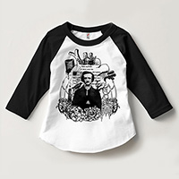 Edgar Allan Poe Kids 3/4 Sleeve Raglan Size 2-12 Edgar Allan Poe Kids 3/4 Sleeve Raglan Size 2-12