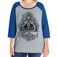 Queen Elizabeth I Curvy Plus Size Raglan Baseball T-shirt Queen Elizabeth I Curvy Plus Size Raglan Baseball T-shirt