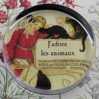 Vintage French Veterinarian Glass Round Paperweight Vintage French Veterinarian Glass Round Paperweight