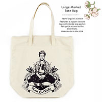 Frida Viva La Vita Organic Cotton Large Market Tote Bag Frida Viva La Vita Organic Cotton Large Market Tote Bag