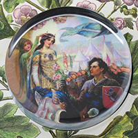 Guinevere and Lancelot Glass Round Paperweight Guinevere and Lancelot Glass Round Paperweight
