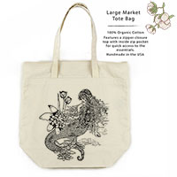 Mermaid La Luxure Organic Cotton Large Market Tote Bag Mermaid La Luxure Organic Cotton Large Market Tote Bag