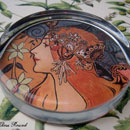 Alphonse Mucha Zodiac le Plume Glass Round Paperweight