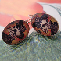 Posada Calavera Fine Lady Sterling Lever Back Earrings
