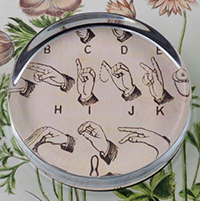 Sign Language Glass Round Paperweight Sign Language Glass Round Paperweight