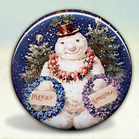 Snowman With Christmas Wreaths Snowman With Christmas Wreaths