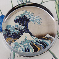 Great Wave Glass Round Paperweight Great Wave Glass Round Paperweight