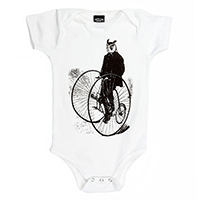 Gentleman Owl on a Bicycle organic one piece Gentleman Owl on a Bicycle organic one piece