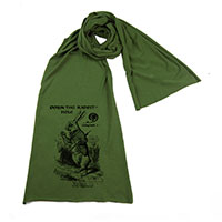 White Rabbit Alice Wonderland Screen printed Cotton Scarf White Rabbit Alice Wonderland Screen printed Cotton Scarf