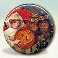 Witch with Pumpkin and Spooky Owls Witch with Pumpkin and Spooky Owls